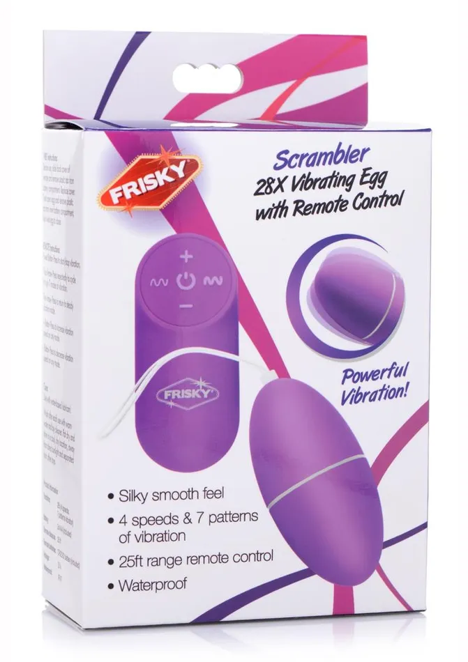 Female Sex Toys Frisky Scrambler 28x Rechargeable Vibrating Egg with Remote Control Frisky