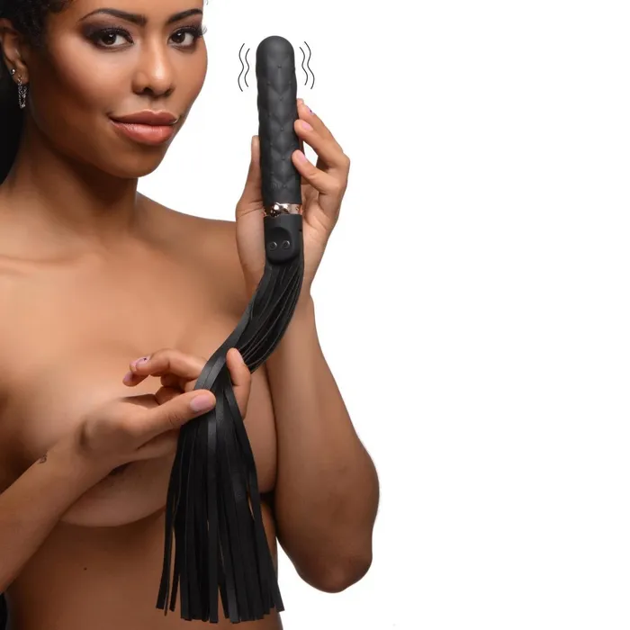 Female Sex Toys Lime Prometheus VibraLasher 9X Vibrating Silicone Dildo Flogger