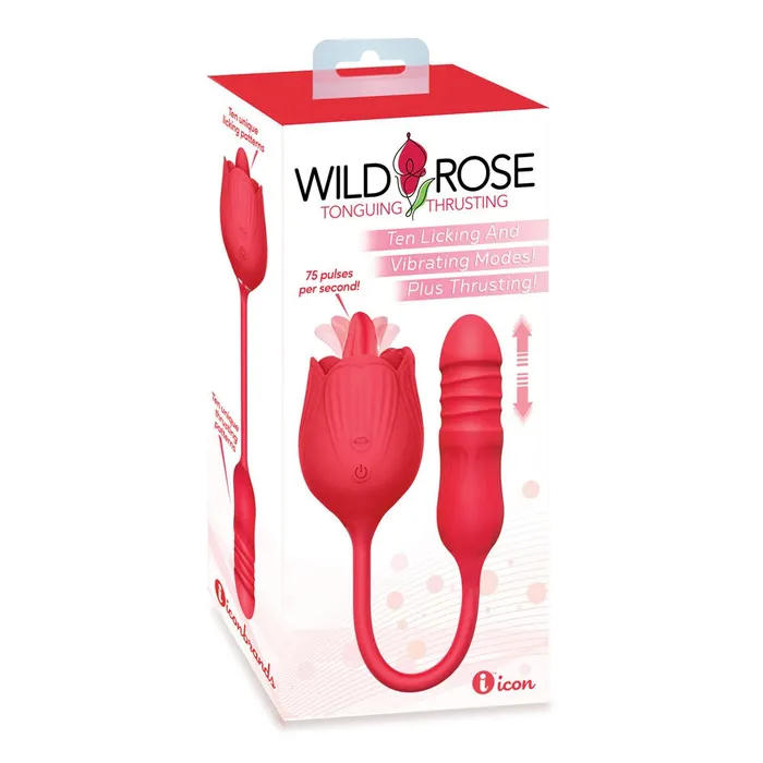Icon Brands Vibrators Wild Rose Lick Thrust Red USB Rechargeable Air Pulse Stimulator and Vibrator Icon Brands Vibrators Wild Rose Lick Thrust Red USB Rechargeable Air Pulse Stimulator and Vibrator