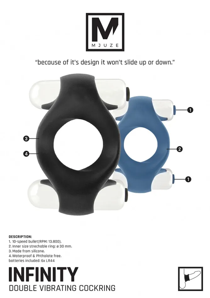 Infinity Double Vibrating Cockring Blue Shots Mjuze Vibrators