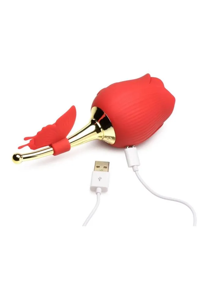 Inmi Bloomgasm Flutter Rose Rechargeable Silicone Sucking Rose with Butterfly Teaser Bloomgasm Female Sex Toys