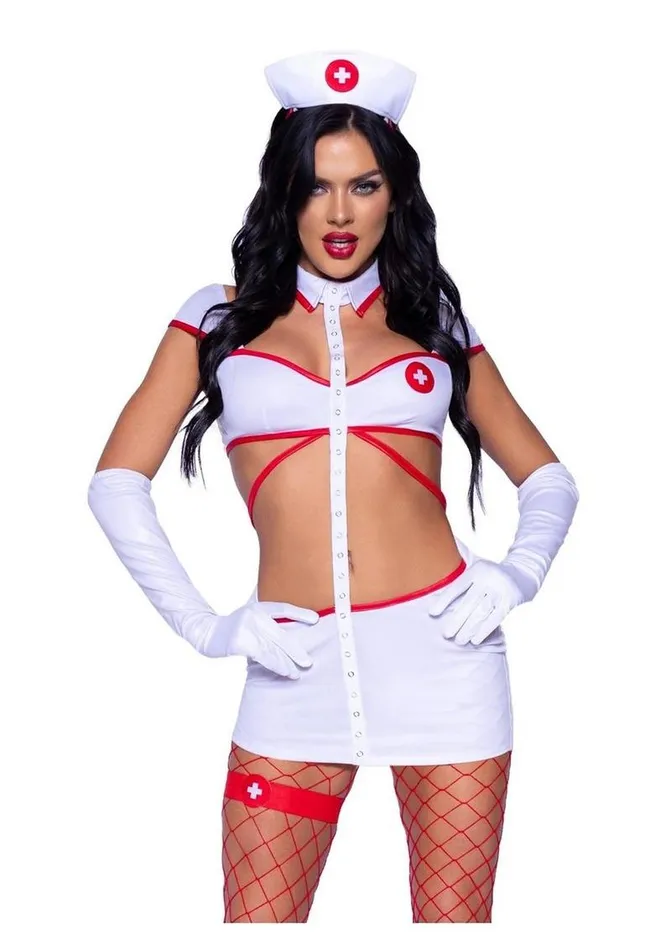 Leg Avenue Heartstopping Nurse Strappy CutOut Dress with Snap Detail Gloves Headband and Garter Leg Avenue Male Sex Toys Leg Avenue Heartstopping Nurse Strappy CutOut Dress with Snap Detail Gloves Headband and Garter Leg Avenue Male Sex Toys