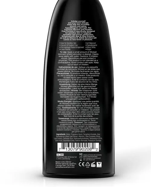 Lubricants Wicked Sensual Care Wicked Sensual Care Hypoallergenic Aqua Sensitive Water Based Lubricant 8 oz Unscented