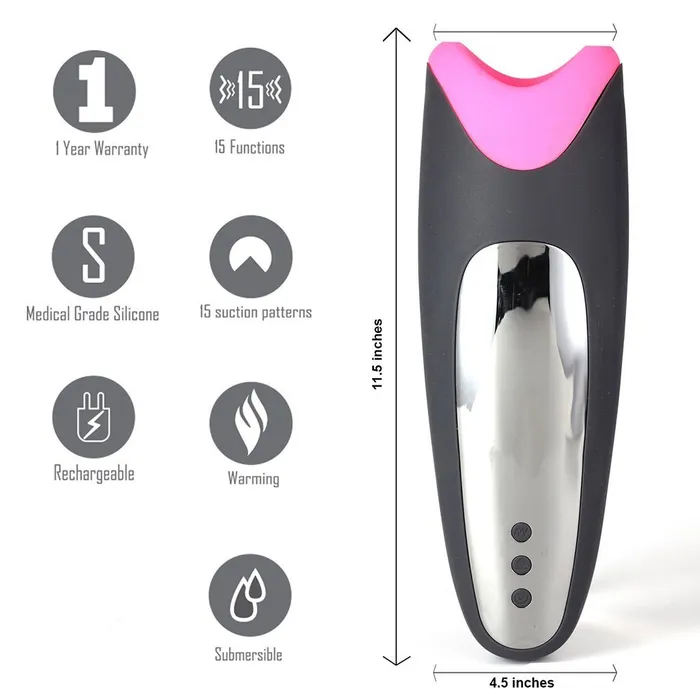 Maia Male Sex Toys Maia Piper Vibrating SelfHeating Silicone Masturbation Sleeve with Suction