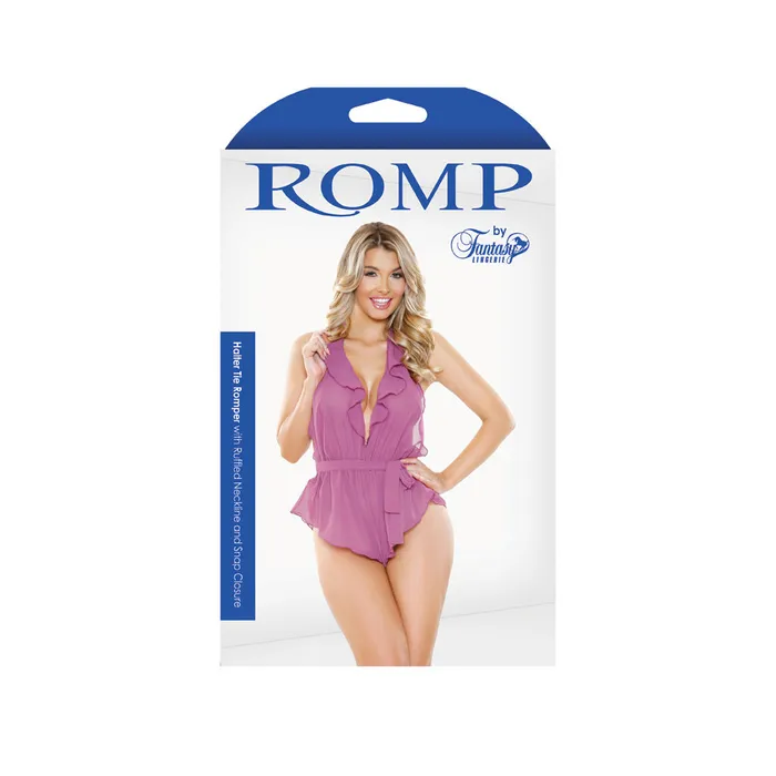 Male Sex Toys Fantasy Lingerie Romp Halter Tie Romper with Ruffled Orchid ML Male Sex Toys Fantasy Lingerie Romp Halter Tie Romper with Ruffled Orchid ML