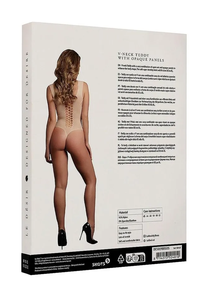 Male Sex Toys Le Desir VNeck Teddy with Opaque Panels Le Desir
