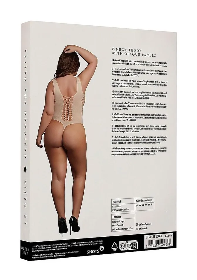 Male Sex Toys Le Desir VNeck Teddy with Opaque Panels Le Desir