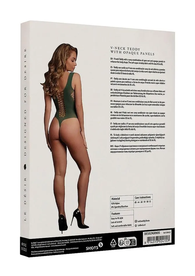 Male Sex Toys Le Desir VNeck Teddy with Opaque Panels Le Desir