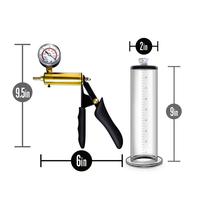 Male Sex Toys Performance Vx6 Vacuum Penis Pump With Brass Pistol Pressure Gauge Clear Blush Novelties