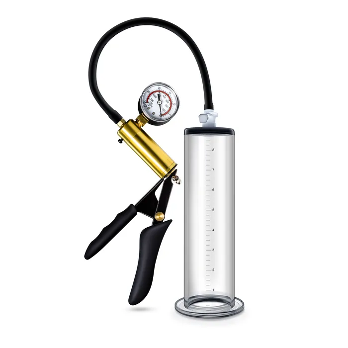 Male Sex Toys Performance Vx6 Vacuum Penis Pump With Brass Pistol Pressure Gauge Clear Blush Novelties