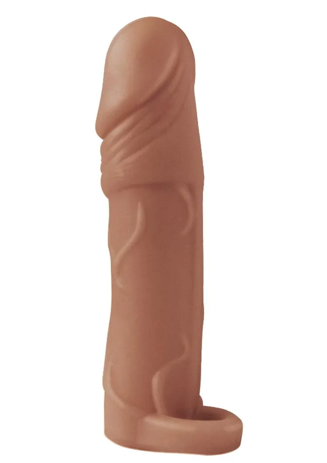 Natural Realskin Vibrating Penis Extender with Scrotum Ring Natural Male Sex Toys