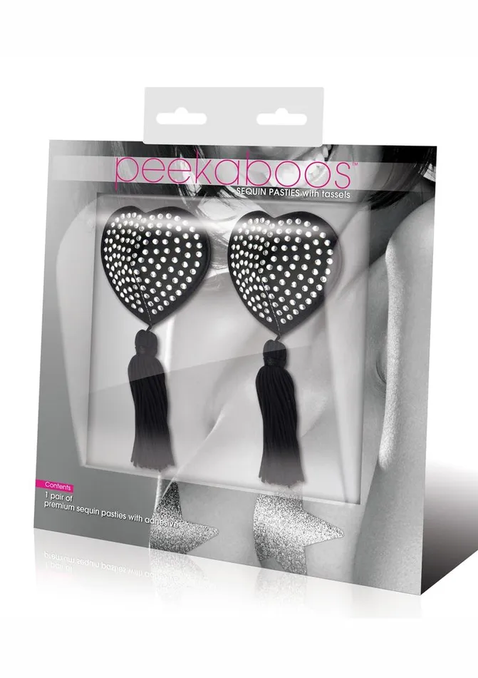 PEEKABOO Peekaboo Satin with Stone and Tassel Pasties Male Sex Toys