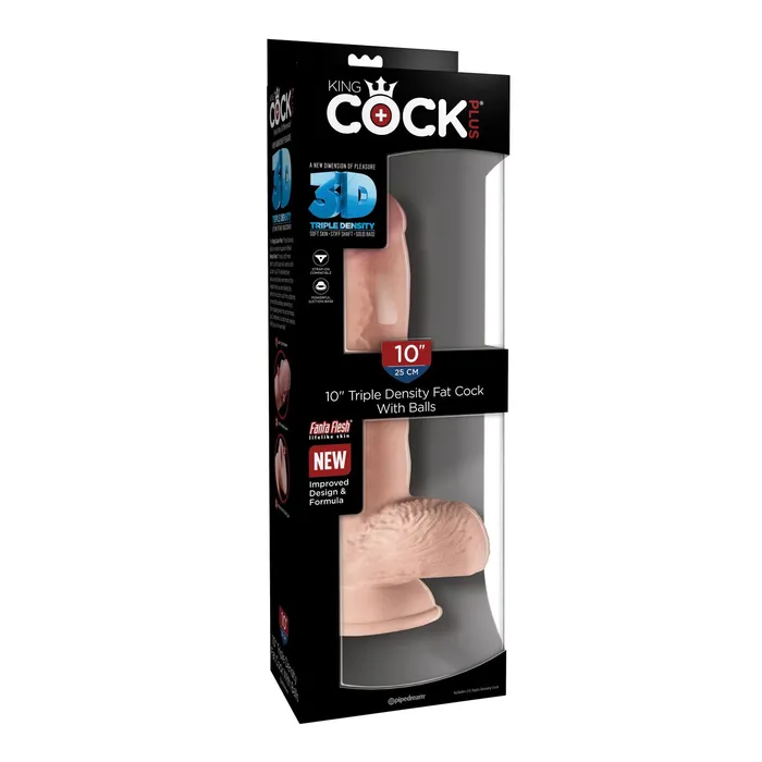 Pipedream Dildos King Cock Plus Triple Density 10 Inch Fat Cock With Balls Flesh