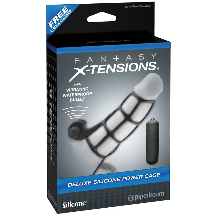 Pipedream Fantasy XTensions Deluxe Silicone Power Cage Black Male Sex Toys