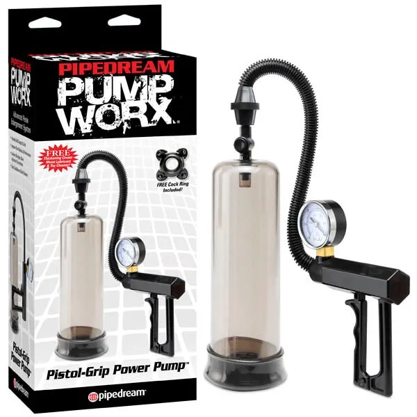 Pipedream Male Sex Toys Pump Worx PistolGrip Power Pump Black Penis Pump with Gauge Pipedream Male Sex Toys Pump Worx PistolGrip Power Pump Black Penis Pump with Gauge