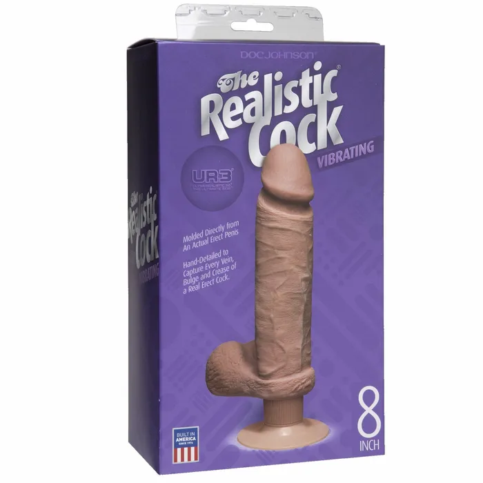 Realistic Cocks Dildos Realistic Cock UR3 Ultraskyn Vibrating 8 inch Brown