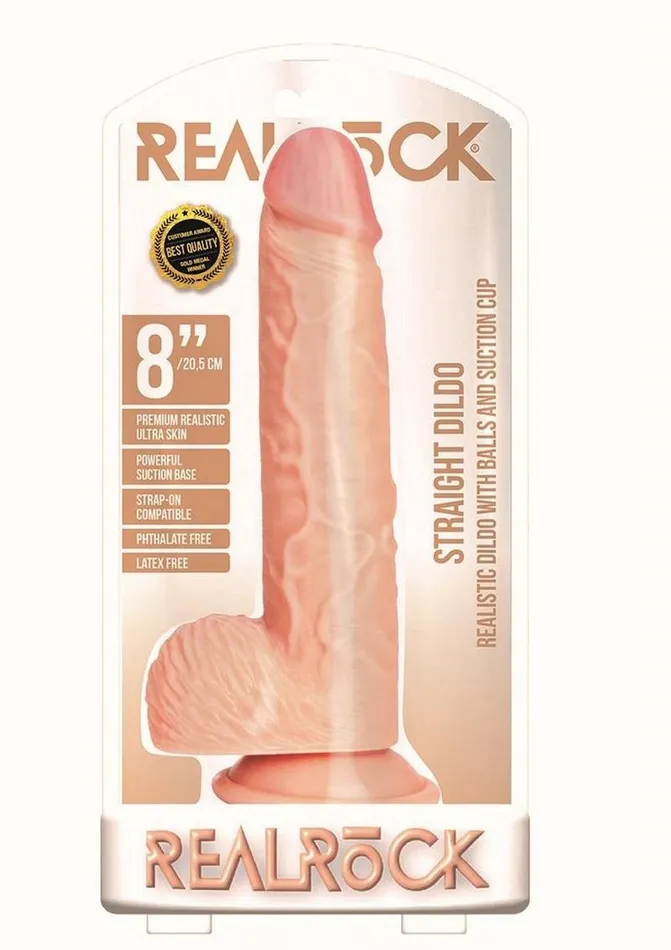 Realrock Straight Realistic Dildo with Balls and Suction Cup Real Rock Female Sex Toys