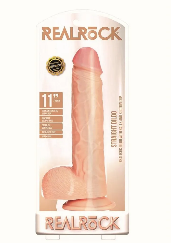 Realrock Straight Realistic Dildo with Balls and Suction Cup Real Rock Female Sex Toys