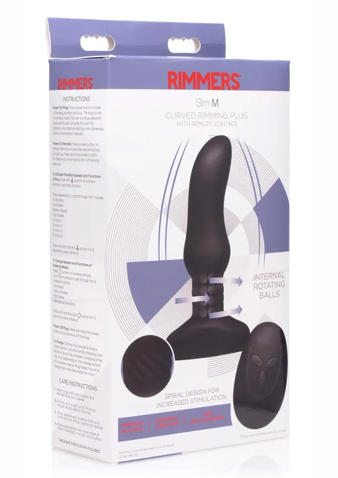 Rimmers Female Sex Toys Rimmers Slim M Rechargeable Silicone Curved Rimming Plug with Remote Control