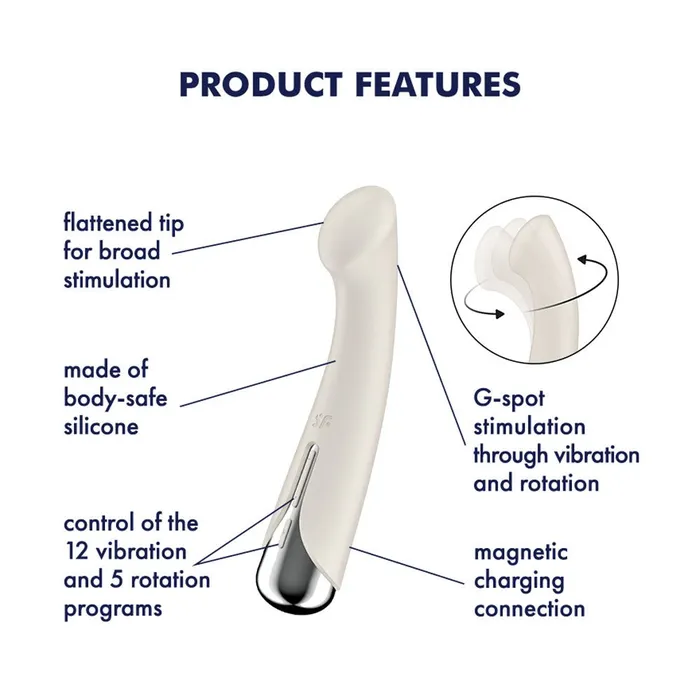 Satisfyer Vibrators Satisfyer Spinning GSpot 1 Beige 165 cm Rechargeable Rotating Vibrator Satisfyer Vibrators Satisfyer Spinning GSpot 1 Beige 165 cm Rechargeable Rotating Vibrator