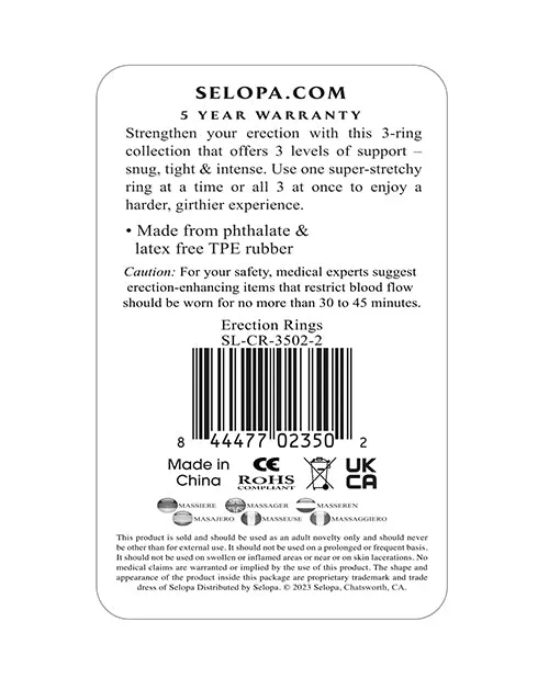 Selopa Erection Rings Clear Evolved Novelties INC Anal