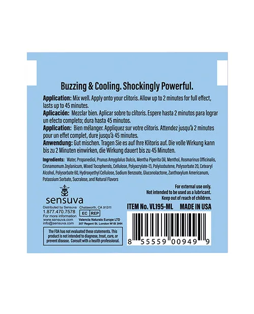 Sensuva Valencia Naturals Enhancers ON Ice Arousal Gel 6 ml Single Use Packet Sensuva Valencia Naturals Enhancers ON Ice Arousal Gel 6 ml Single Use Packet