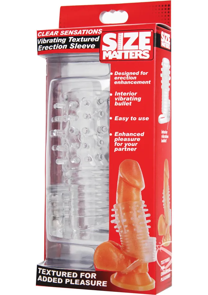 Size Matters Male Sex Toys Size Matters Clear Sensations Vibrating Textured Erection Sleeve