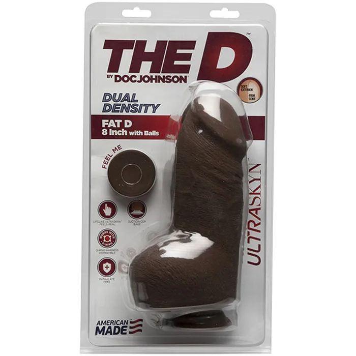 The D Fat D 8 Inch With Balls Ultraskyn Chocolate Doc Johnson Dildos