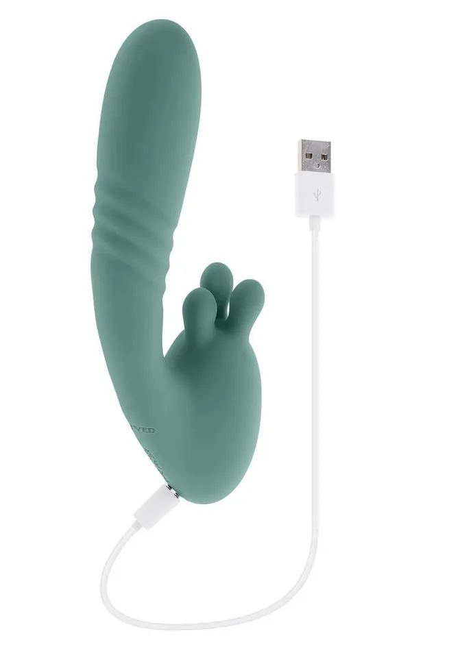 Thrust Into Ecstasy Rechargeable Silicone Dual Vibrator Evolved Female Sex Toys