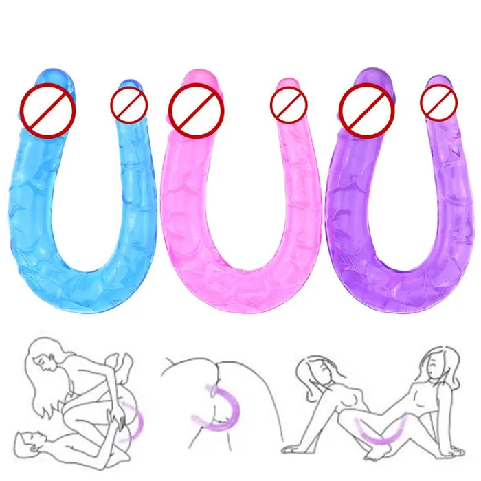 U Shape Soft Jelly Double Dildos Vagina Anal Plug sex toys for us Male Sex Toys