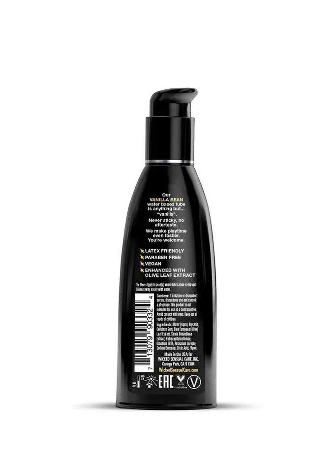 Wicked Aqua Water Based Flavored Lubricant Vanilla Bean Wicked Aqua Dildos
