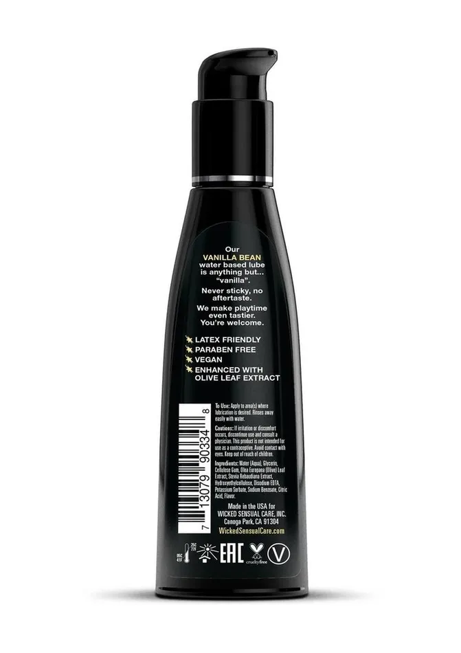 Wicked Aqua Water Based Flavored Lubricant Vanilla Bean Wicked Aqua Dildos