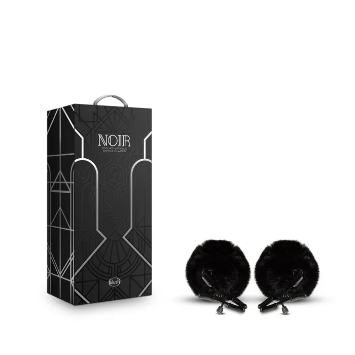 Anal Blush Novelties Noir Pom Adjustable Nipple Clamps Black