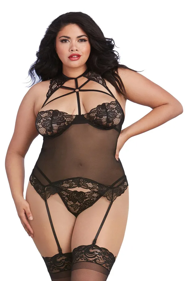 Anal Dreamgirl Bustier and GString Queen Size Black