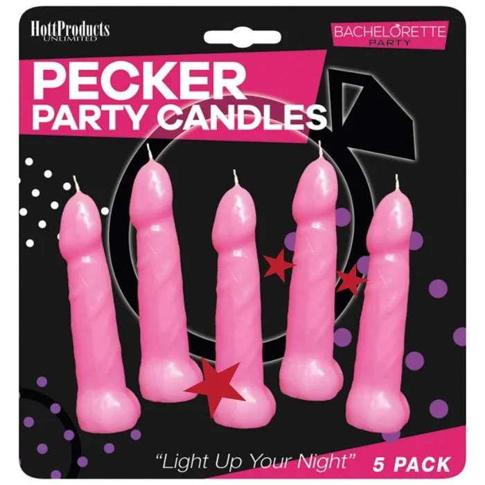 Bachelorette Party Pecker Candles Pink 5pk HOL Vibrators