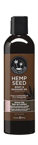 Couples Earthly Body Hemp Seed Massage and Body Oil Skinny Dip 8 Fl Oz 237ml