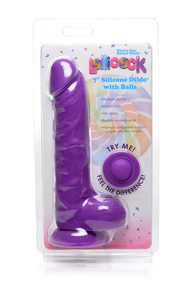 CURVE NOVELTIES Dildos Lollicock 7in Silicone Dong W Balls Grape