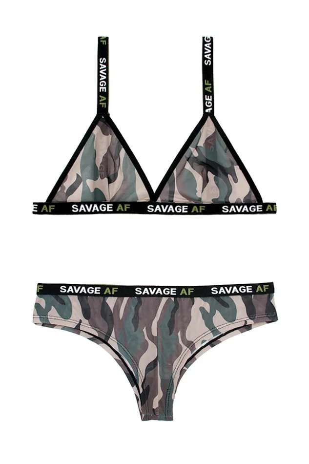 Fantasy Lingerie Female Sex Toys Savage Af Bralette and Cheeky Panty Forest Camo Ml Fantasy Lingerie Female Sex Toys Savage Af Bralette and Cheeky Panty Forest Camo Ml
