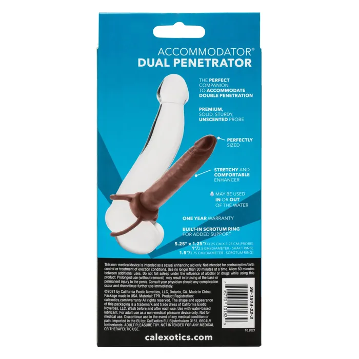 Female Sex Toys Accommodator Dual Penetrator Brown California Exotic Novelties