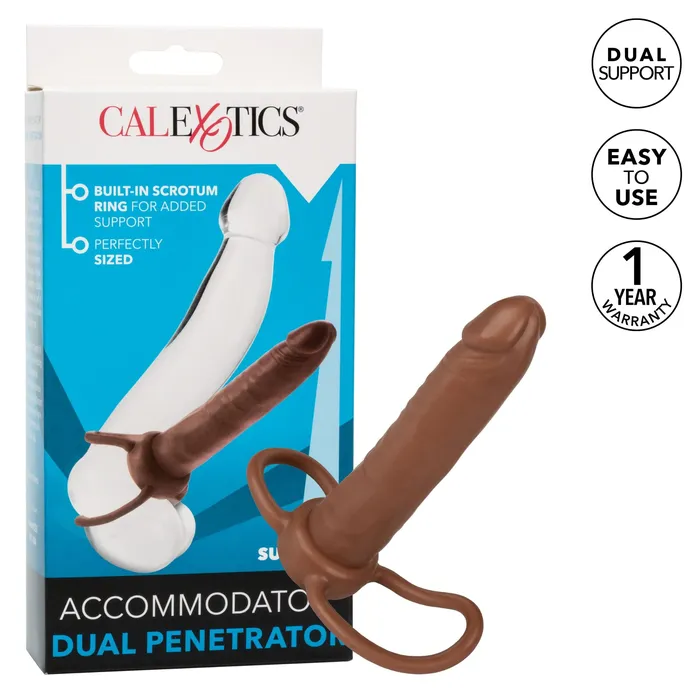 Female Sex Toys Accommodator Dual Penetrator Brown California Exotic Novelties