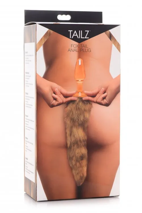 Frisky Orange Glass Butt Plug with Fox Tail XR Brands Anal