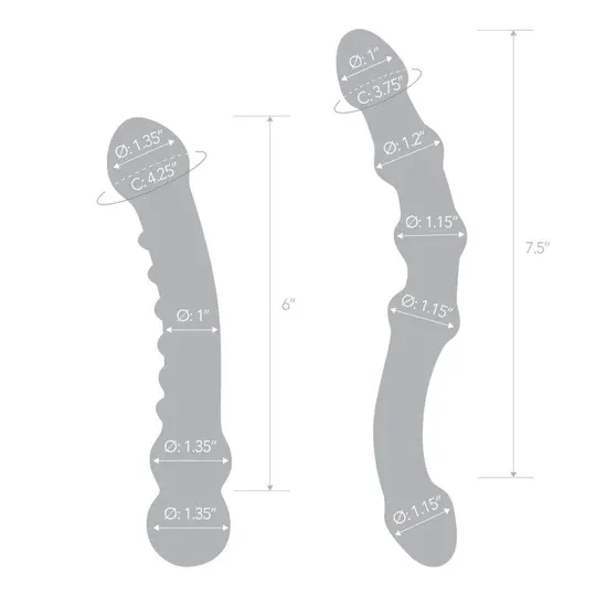 Glas Dildos 2PC Double Pleasure Glass Dildo Set