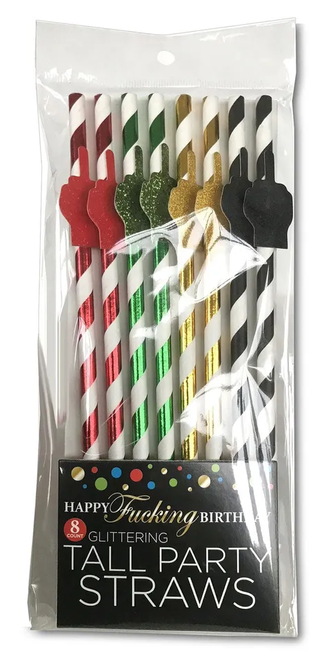 Happy Fucking Birthday Tall Party Straws Little Genie Vibrators