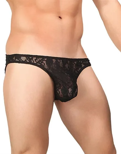 Male Power Anal Stretch Lace Wonder Bikini Medium Black