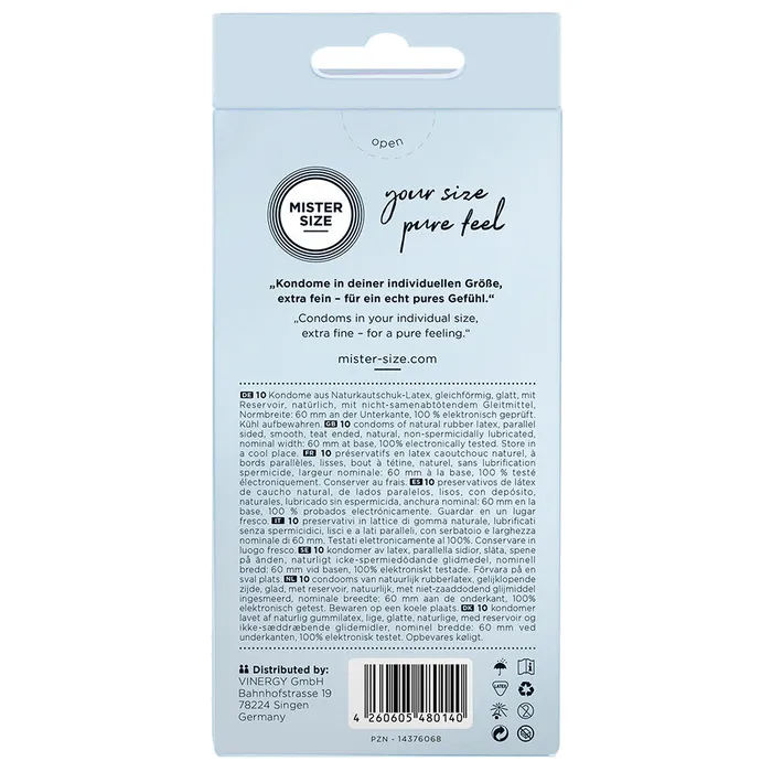Male Sex Toys Mister Size Mister Size 60mm Your Size Pure Feel Condoms 10 Pack Male Sex Toys Mister Size Mister Size 60mm Your Size Pure Feel Condoms 10 Pack