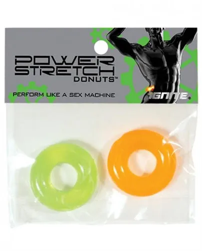 Male Sex Toys Power Stretch Donuts 2 Pack Orange and Green SI Novelties