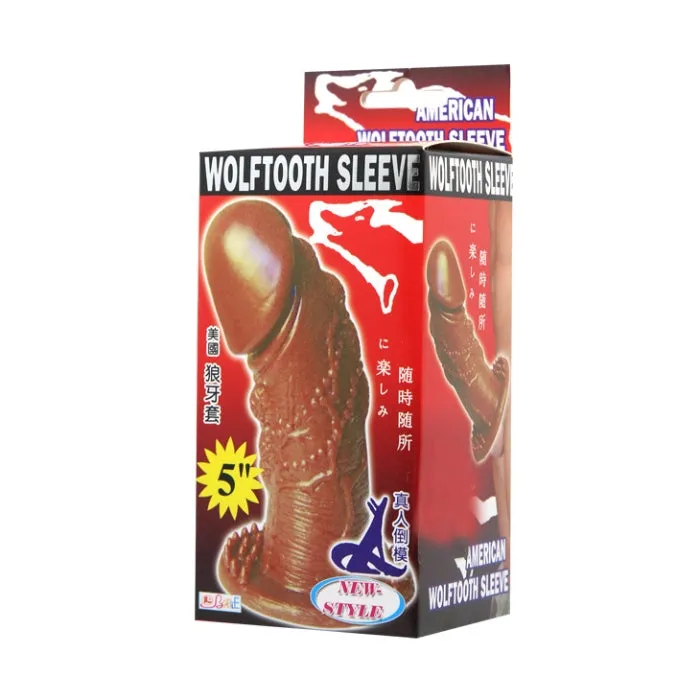 Male Sex Toys PRE Woolftooth 5 inch Ribbed Penis Sleeve with Base Dark