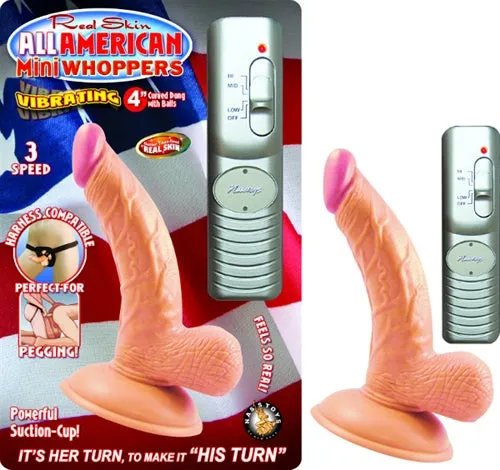 Nasstoys All American Mini Whoppers Vbrating 4Inch Curved Dong WballsFlesh Dildos