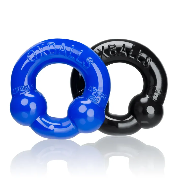 Oxballs Anal Ultraballs 2 Piece Cockring Set Black Police Blue