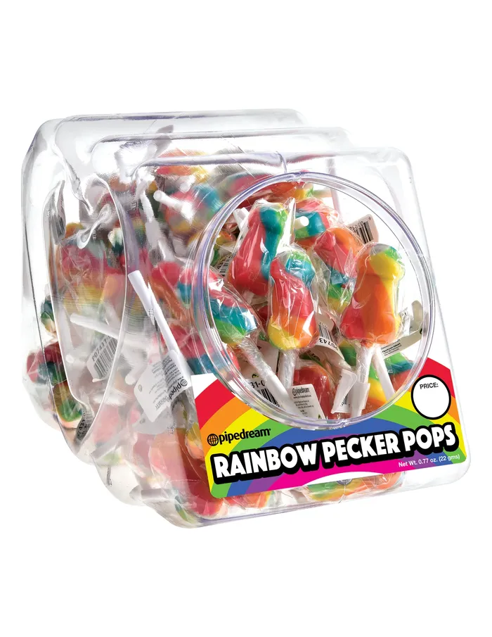 Pipedream Rainbow Pecker Pops 72 Count Fishbowl Anal